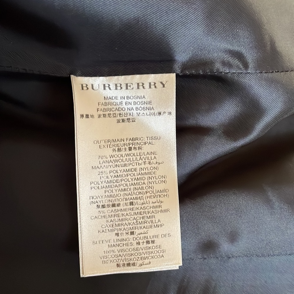 Burberry Black Double-Breasted Wool Trench Coat with Belt - Picture 12 of 12